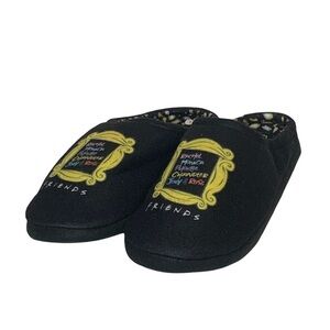 New NWOT Friend's Slippers Black All Names Ground up Womens Size L